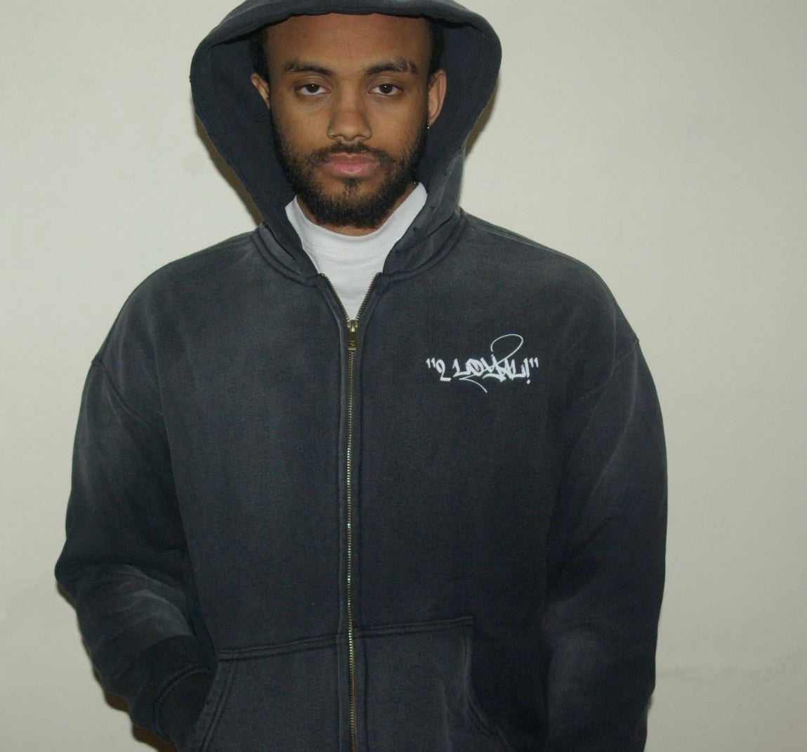 "2LOYAL!"  BLACK ZIPUP HOODIE